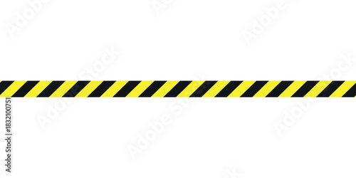 Warning tape with yellow and black diagonal stripes