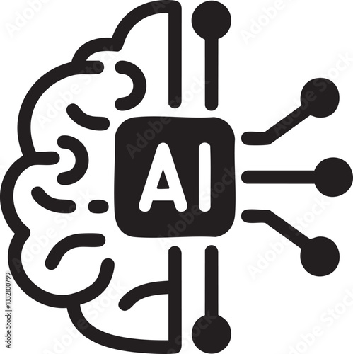 AI Microchip Icon – Artificial Intelligence Processor Vector
