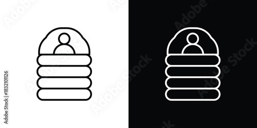 Sleeping bag icon design element. Linear style vectors