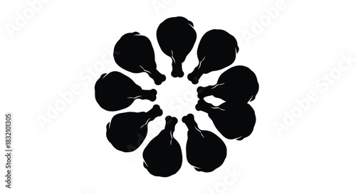 Black and white chicken drumsticks food illustration graphic