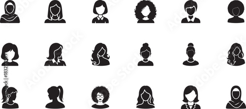 Minimalist  Female Avatar Icons silhouette profile icons,