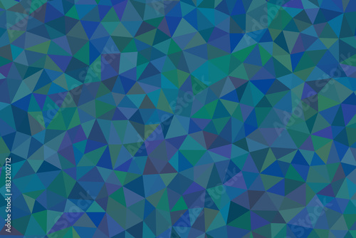 Abstract background pattern composed of numerous small, tightly packed, lowpoly triangles in various shades of blue and green