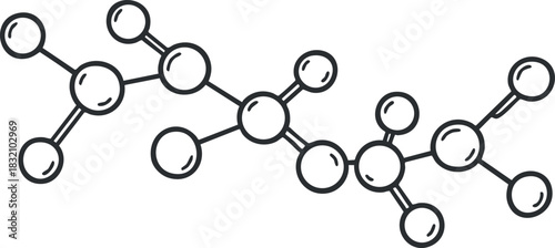 A molecular structure illustration in minimalist outline vector style, suitable for science and education projects