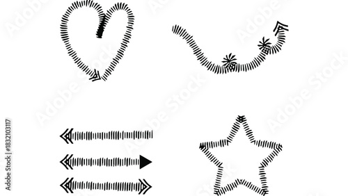 Shapes formed with lines and arrows on a white background design art