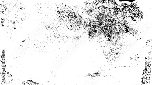 Black and White background. Abstract monochrome surface pattern of cracks, chips, scratches, stains, scuffs. Grunge black and white Texture. Dark messy dust overlay distressed background