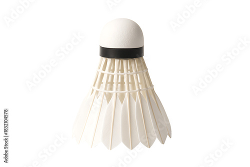 High resolution close up of classic feather badminton birdie for racket sport training and tournament design projects