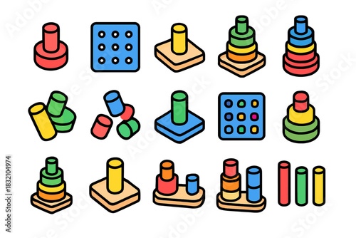 Colorful geometric toy shapes for kids' learning and play
