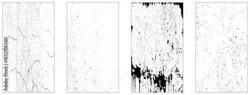 Collection of 4 grunge dust texture wall. dirty, texture for your design. vector