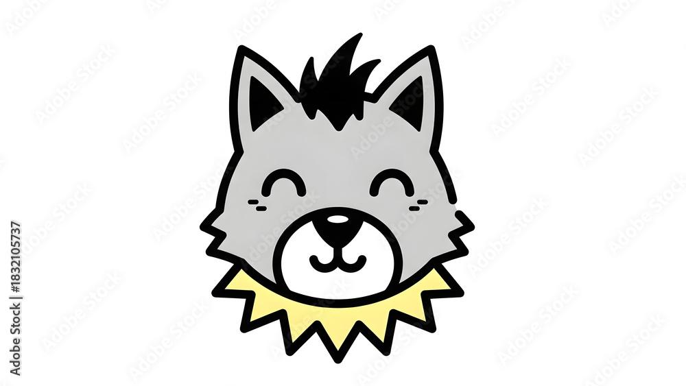 Obraz premium Cute wolf cartoon character simple vector illustration for kids isolated on white background