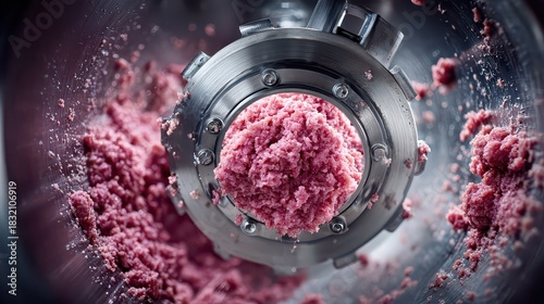 Close-up View of Blended Pink Ingredient in Kitchen Blender Jar