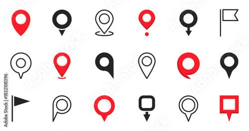 Location icon set. Map pin icons. Location pointer sign. Navigation and location icons. Vector illustration.