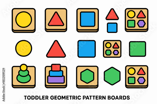Colorful geometric shape pattern boards for toddlers