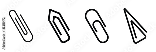 Paperclip icon isolated on white background, office paperclip, school supplies, stationery element for fastening documents, page clamp, office concept, paper holder for fastening