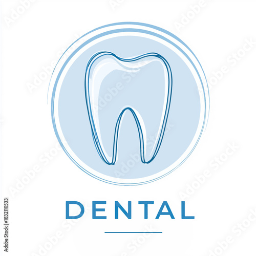 Creative logo design featuring a blue dental tooth emblem with modern touches in a simple style