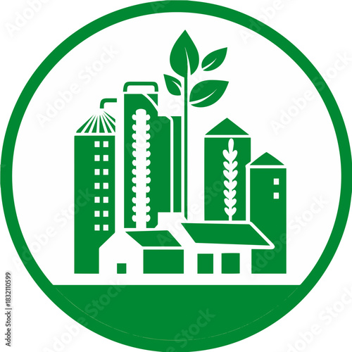 Sustainable industrial landscape showcases green technology and eco-friendly practices