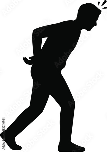Man silhouette carrying heavy burden