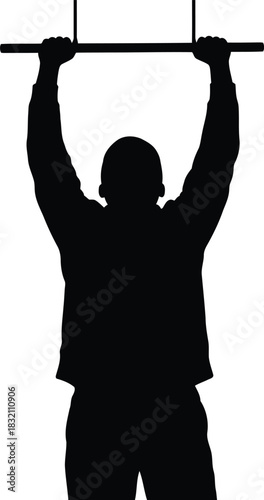 Man silhouette pull up bar workout
