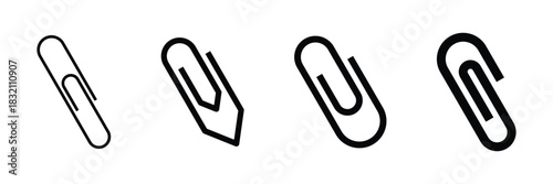 Document clip icon suite. Paper clip attachment vector design. Clip for papers symbol. Vector paper clip icon. Paper clip shape. Attachment symbol. Element for design logo mobile app interface