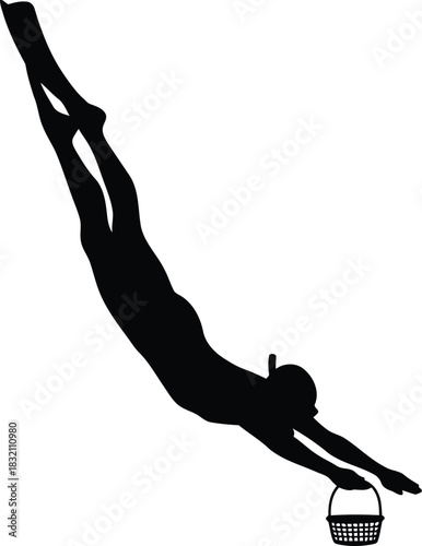 Silhouette diver with easter basket