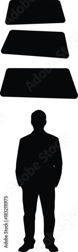 Man facing obstacles decision making silhouette