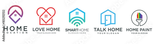 home combined logo icon set in clean minimal vector style.
