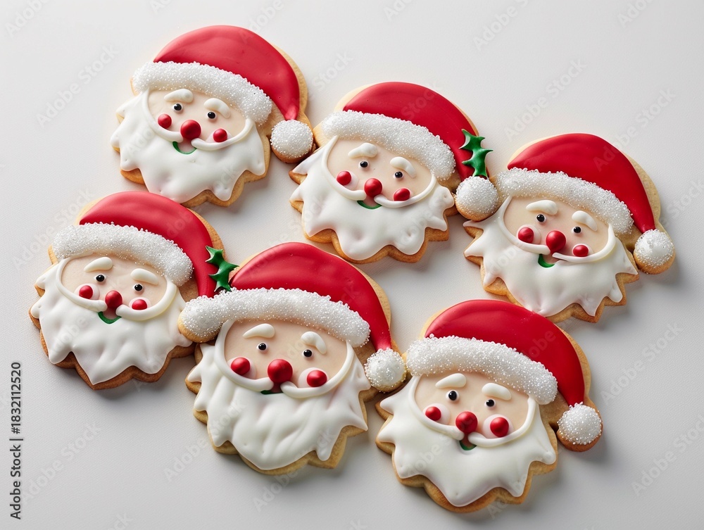 Fototapeta premium Festive Santa cookies decorated for Christmas celebration in a cozy kitchen setting