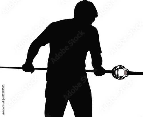 Glassblower silhouette crafting molten glass