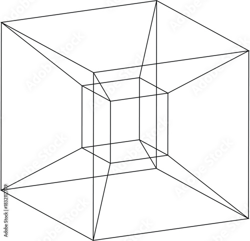Wireframe Projection of a Tesseract Hypercube