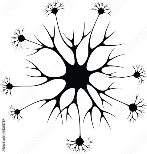 Abstract neuron network art black white