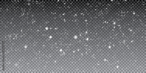 Snowflake elements, snowy backdrop. Vector illustration of intense snowfall, snowflakes.