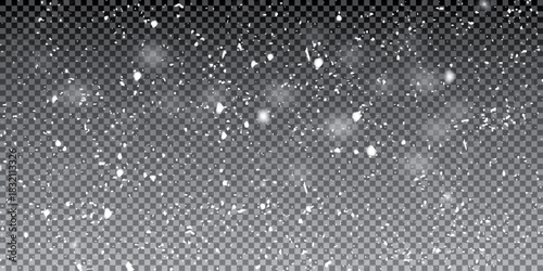 Snowflake elements, snowy backdrop. Vector illustration of intense snowfall, snowflakes.