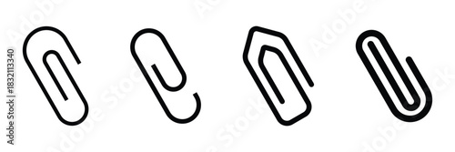 Paper clip icon set. Vector illustration isolated on white background.