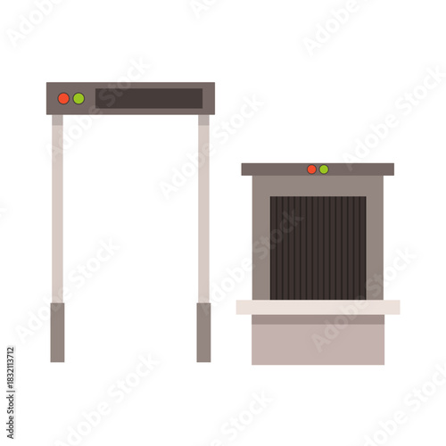 Metal detector gate for luggage or baggage in airport isolated on white background. Vector stock