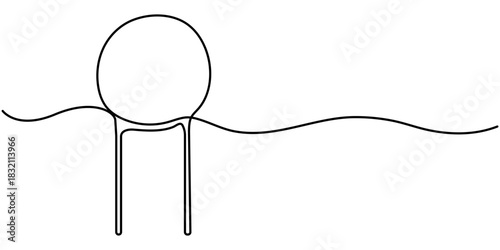 capacitor continuous one line drawing, Capacitors isolated on white background, in outline illustration. 
