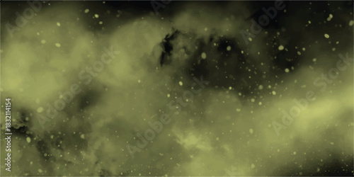 Ethereal abstract background with swirling yellow-green clouds and scattered white particles, evoking a sense of cosmic nebula or mystical atmosphere for fantasy or sci-fi visuals