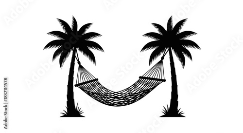Hammock between palms vector illustration summer vacation