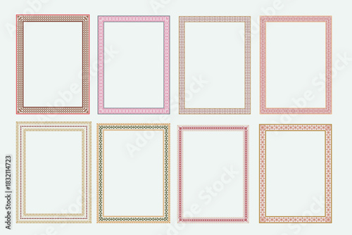Festive printable frame border text box design with gift ornament collection