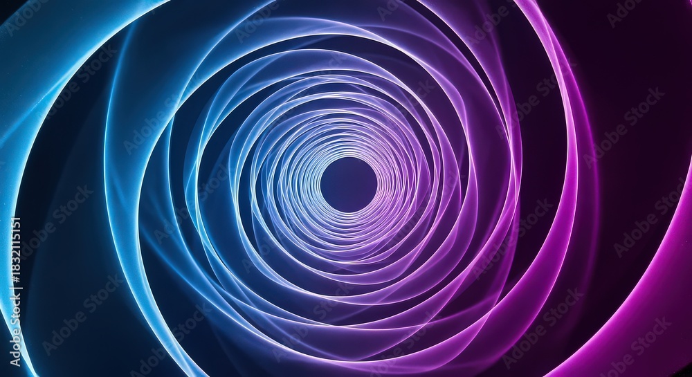 Obraz premium Abstract Swirling Spiral Tunnel with Blue and Purple Neon Light Effect