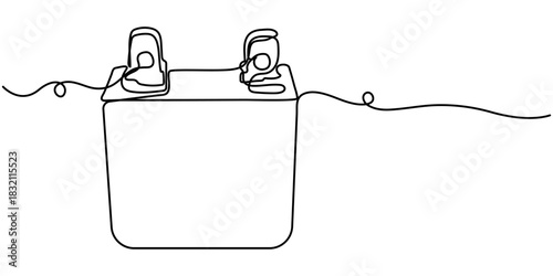 capacitor continuous one line drawing, Capacitors isolated on white background, in outline illustration. 