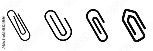 Paper clip icon. Simple outline style. Paperclip, attach, document clip, staple, fastener, page clamp, office concept. Thin line symbol. Vector isolated on white background.