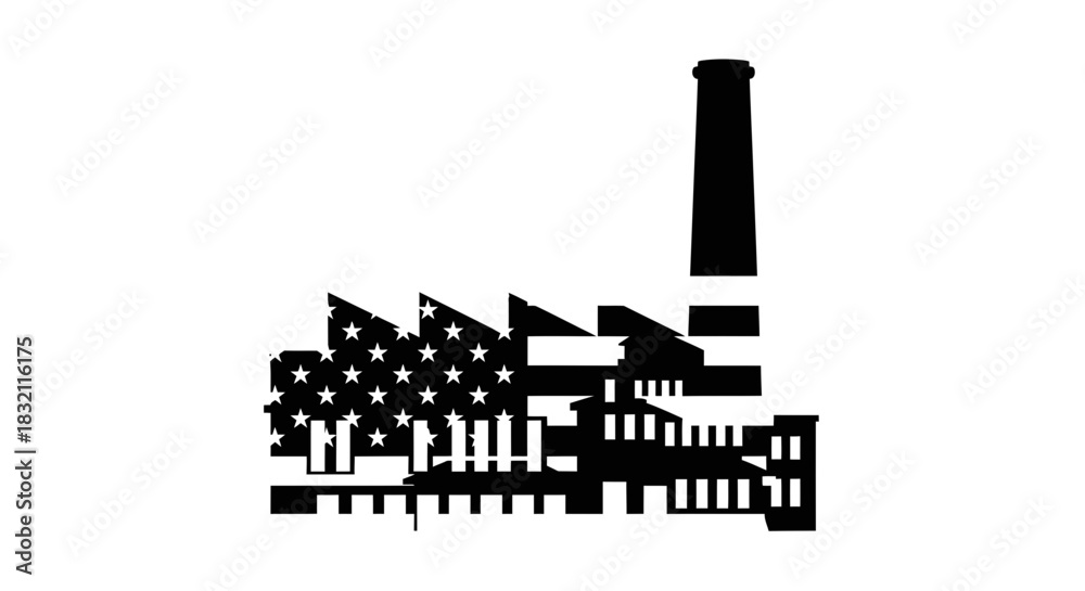 Obraz premium American factory illustration patriotic manufacturing industry
