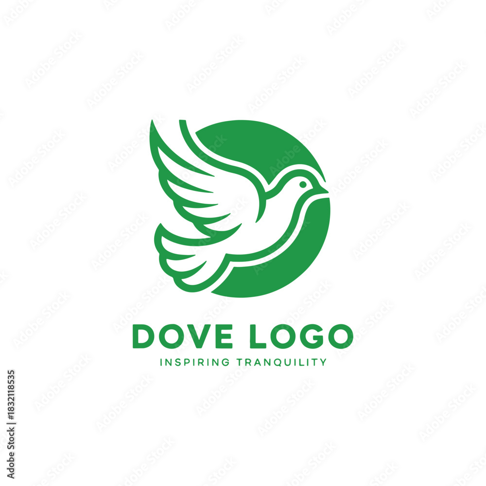 Fototapeta premium Elegant dove bird peace symbol logo