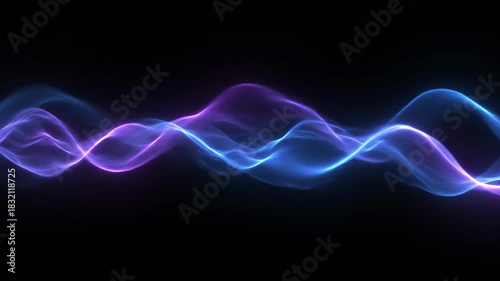 Wallpaper Mural ﻿Seamlessly looping abstract visualization of vibrant blue and purple energy waves flowing and echoing across a dark background stream, seamless, background Torontodigital.ca