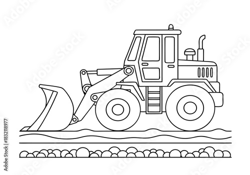 Engaging heavy construction equipment coloring pages featuring a detailed front loader outline