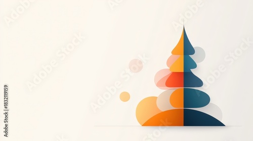 Christmas background with xmas tree, Merry Christmas greeting card, Winter holiday theme, Space for text