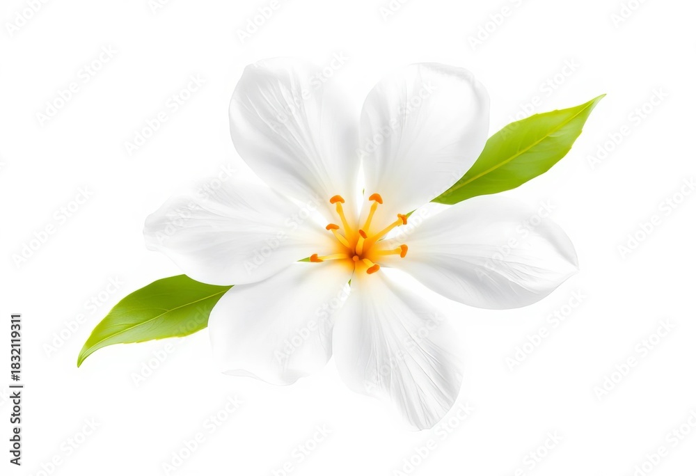 Fototapeta premium Delicate white orange blossom isolated on pure white background, spring bloom, flower