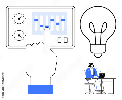 Control panel concept. Control panel adjusting settings for automation and creativity solutions. Control panel enhancing productivity for work, innovation, smart technology, and ideas