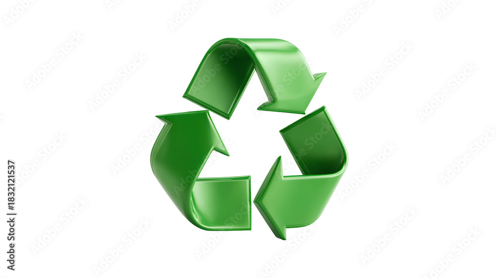 Obraz premium Green recycling symbol isolated on transparent background