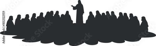 A group of people gathered in silhouette style for a discussion or presentation, ideal for educational or business themes