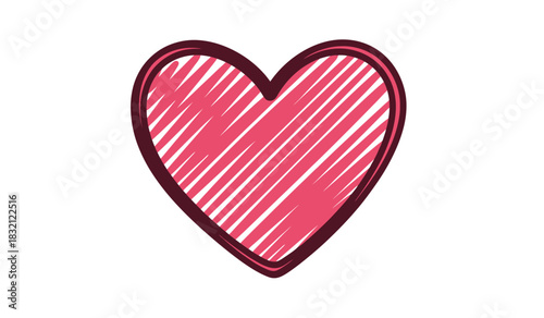 Hand drawn heart with scribbled lines inside romantic symbol of love and affection valentine s day card element red and pink colors silhouette